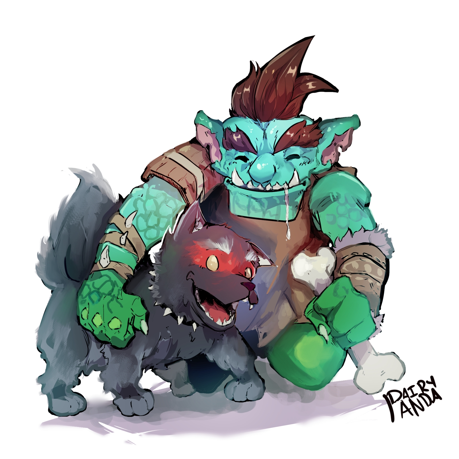 Фан-арт дружелюбного Трорка (Trork) и пёсика от DairyPanda