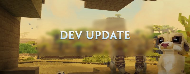 Заголовок обновления разработки Hytale с изображением игрового мира и прогресса разработки