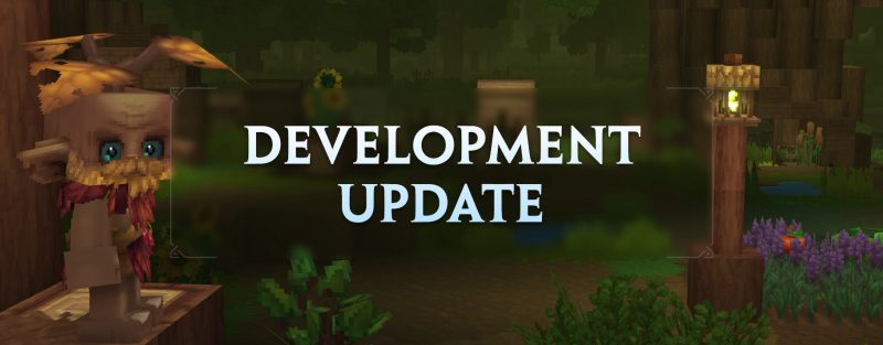 Заголовок обновления от команды разработчиков Hytale с живописным игровым пейзажем