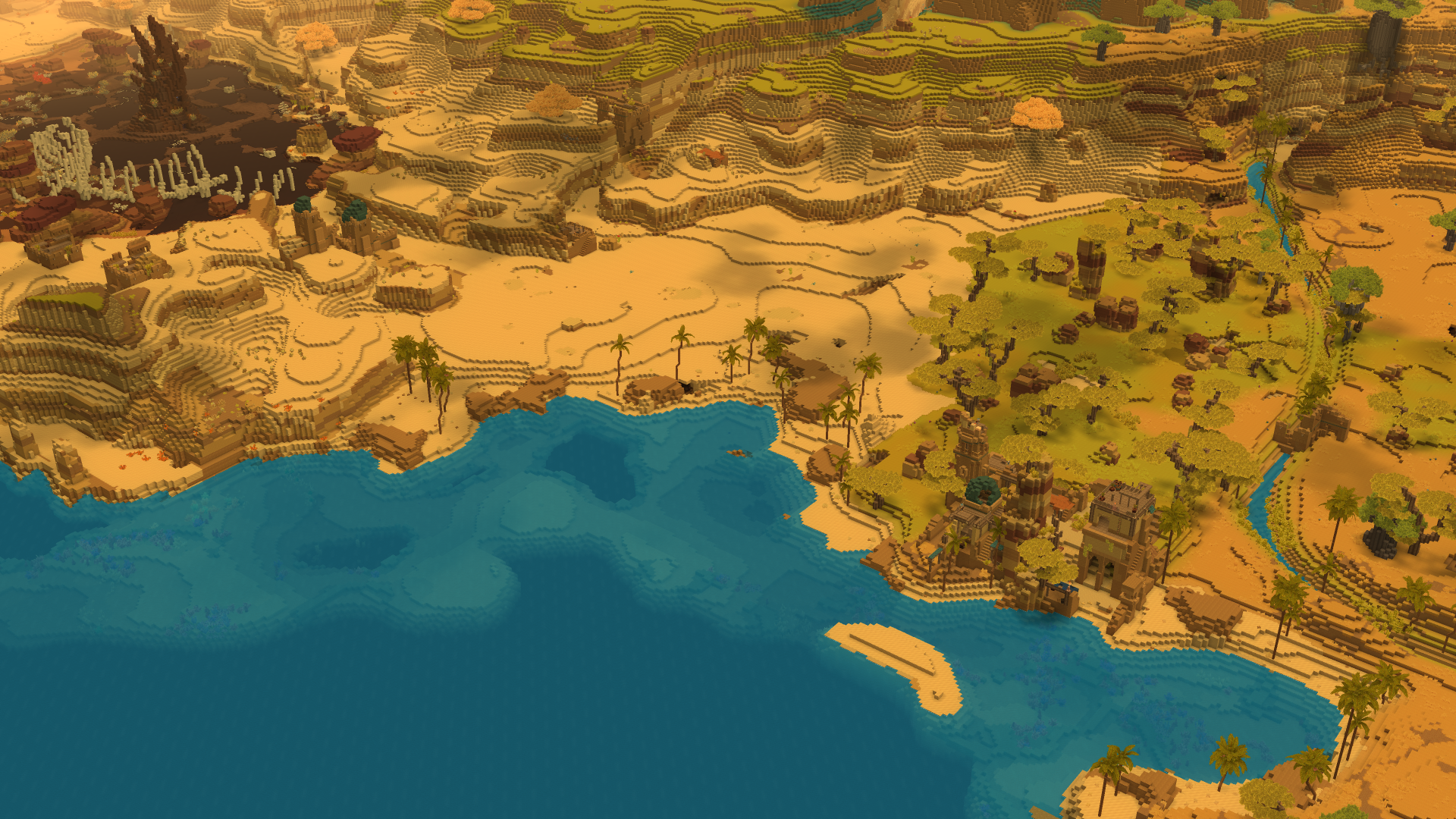 Вид сверху на Зону 2 (Zone 2) с несколькими биомами разного уровня сложности