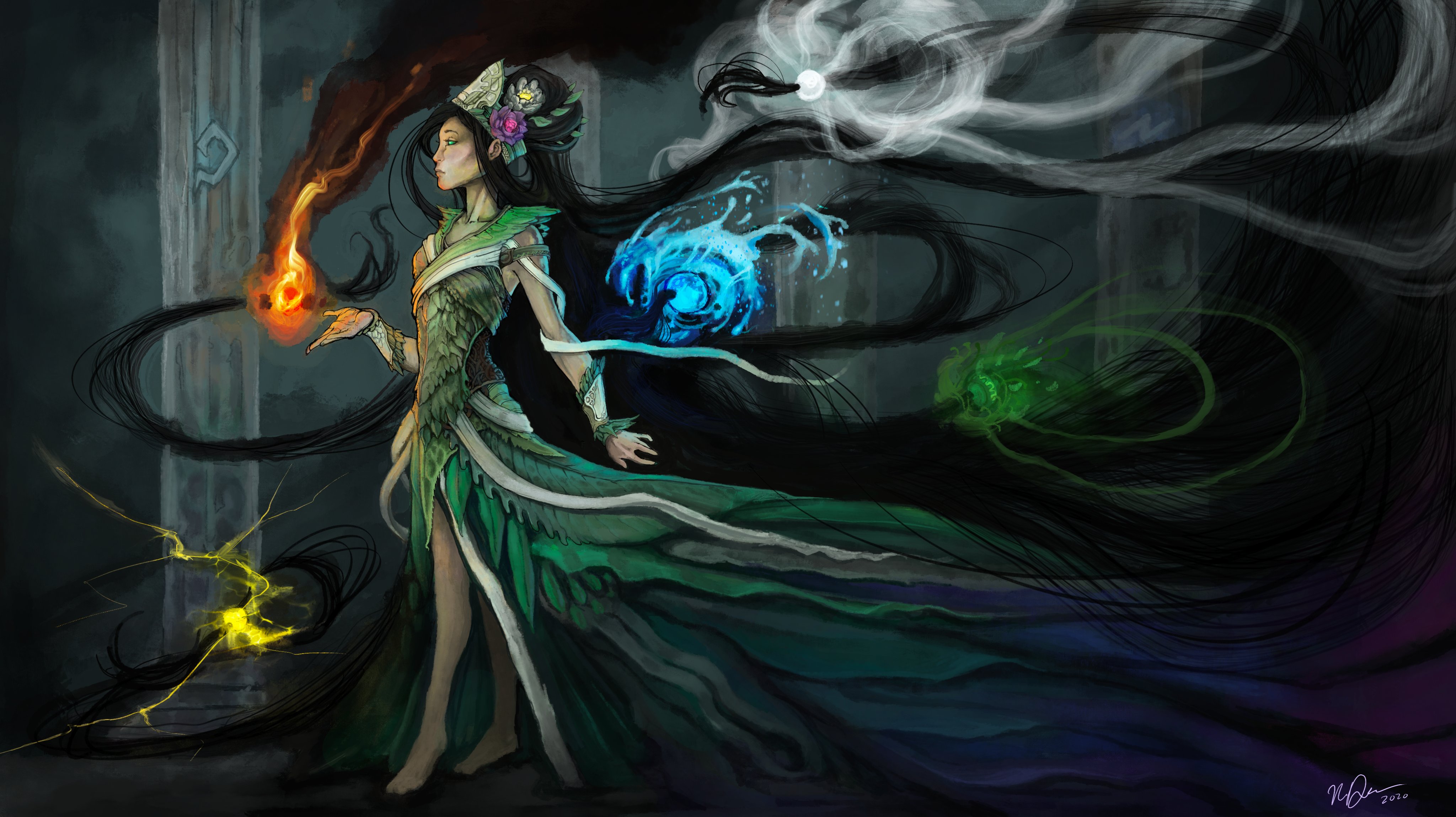 Впечатляющий портрет Гайи с эфирным сиянием и детализированной фэнтезийной стилизацией