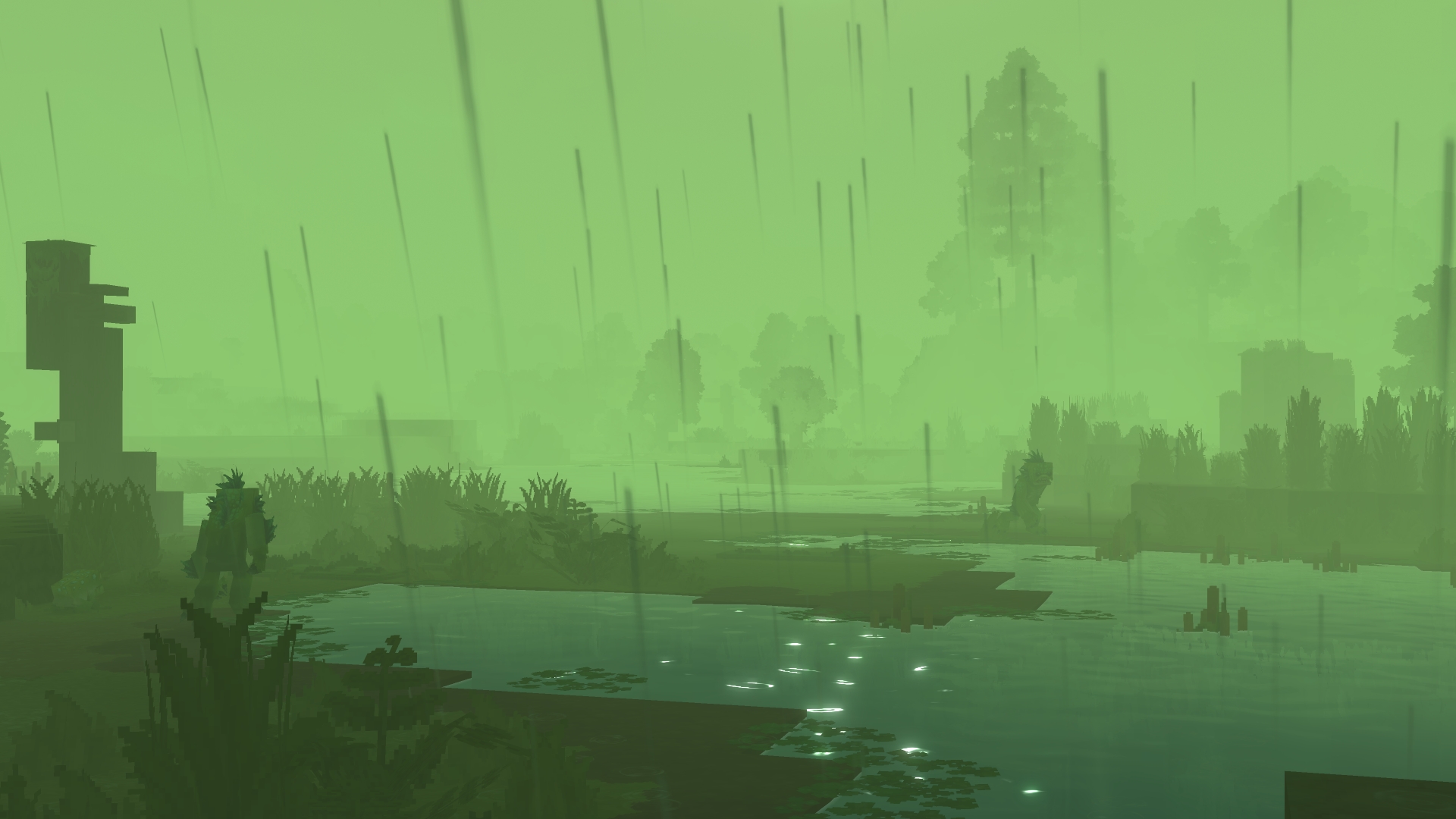 Биом заболоченных земель с водой и растительностью в новом стиле генерации Hytale