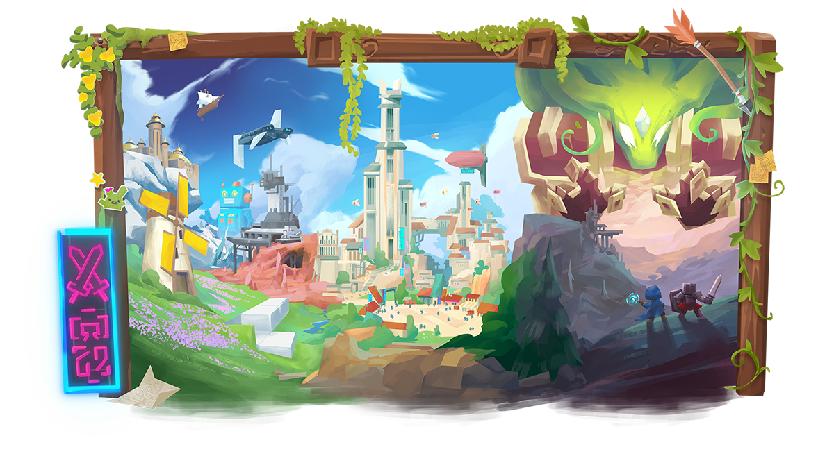 Все три двери объединены, показывая взаимосвязанный опыт Hytale