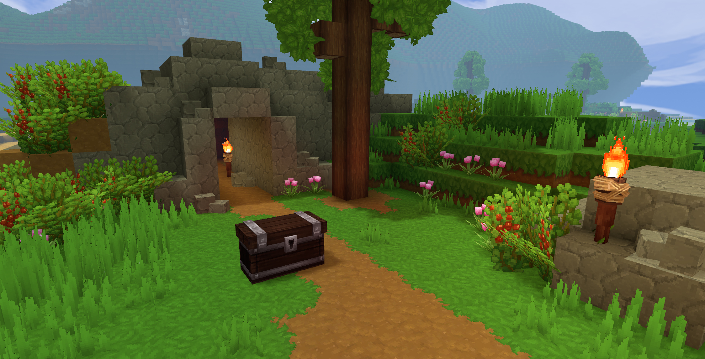 Первый скриншот сравнения визуального прогресса нового движка Hytale, демонстрирующий улучшения графики