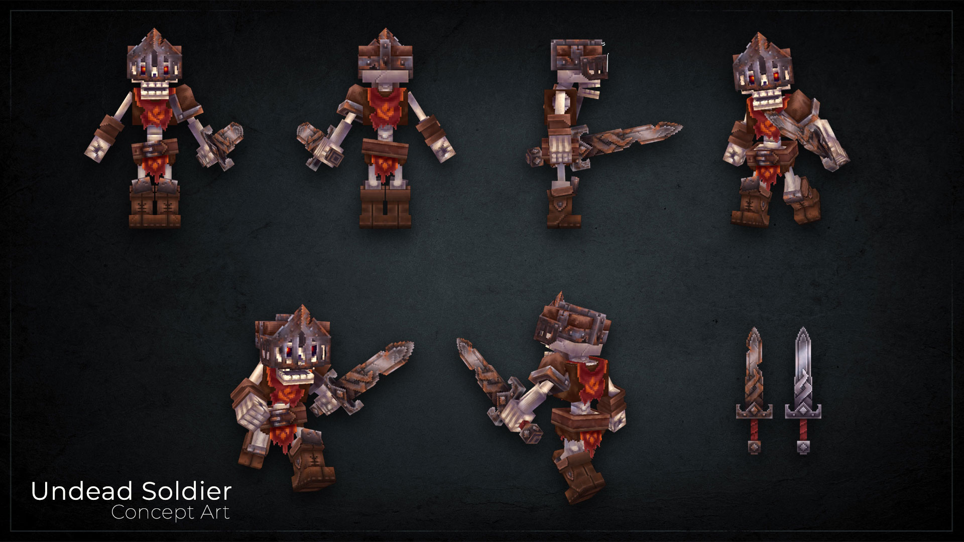 Концепт-арт солдата нежити Undead Soldier с дизайном брони и оружия Hytale