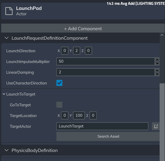 Вид внутриигрового редактора с настройками пусковой платформы (Launch Pad)