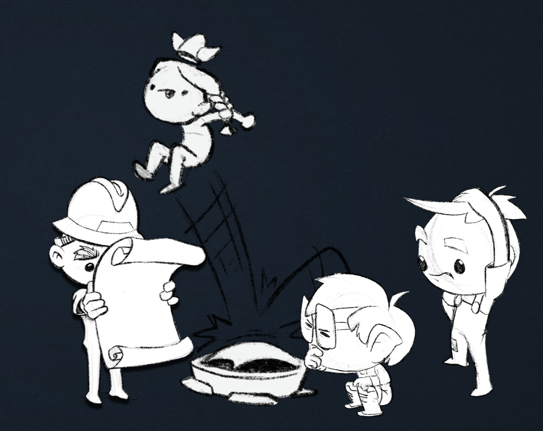 Скетч, иллюстрирующий командную работу между разными отделами